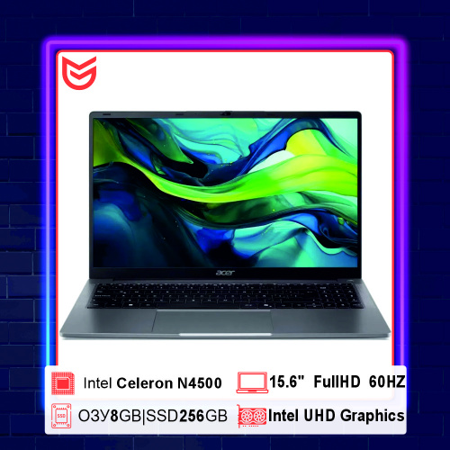 Ноутбук Acer Aspire Lite AL15-32P-C1KD 15.6", IPS, Intel Celeron N4500 1.1ГГц, 2-ядерный, 8ГБ LPDDR4x, 256ГБ SSD, Intel UHD Graphics, без операционной системы, серый [nx.jb8er.001]