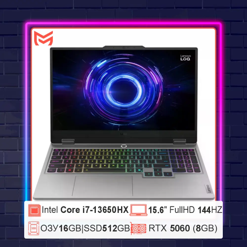 LENOVO LOQ 15IRX10 (83JE002LUS) 15.6"FHD IPS/i7-13650HX 14c/16GB/512GB SSD/RTX5060-8GB/Win11