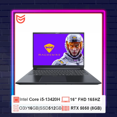 Ноутбук Machenike Star 16 Pluto i5-13420H,16 ГБ,SSD 512 ГБ,RTX 5050 8гб