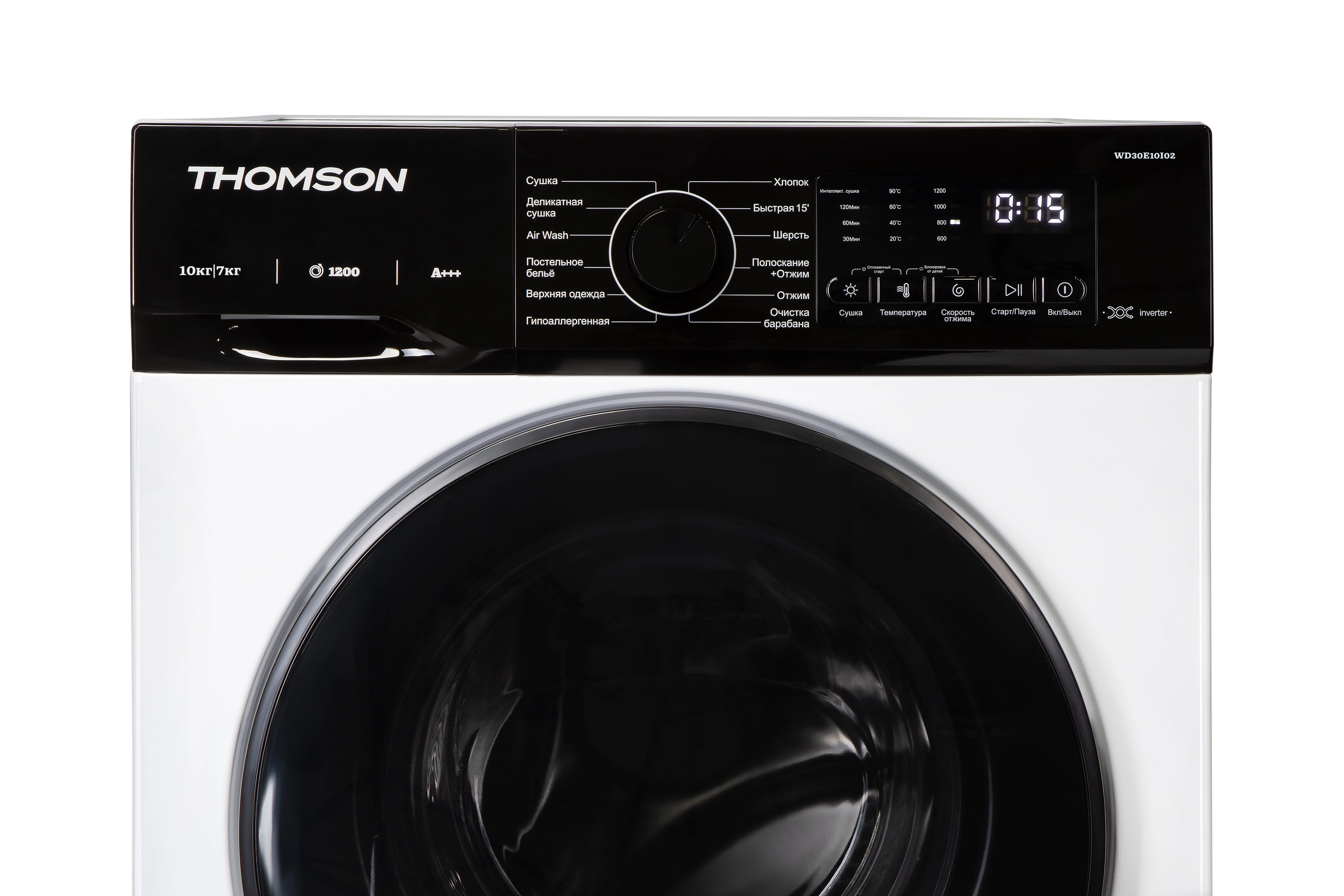 Стирально-сушильная машина THOMSON WD30E10I02 Стирально-сушильная машина THOMSON WD30E10I02 — Корпус и элементы управления