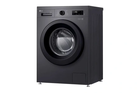 Стиральная машина LG F2Y1VS6J 9 кг, инверторный мотор с прямым приводом функция пара Steam, 8 программ, для аллергиков и детской одежды, черный